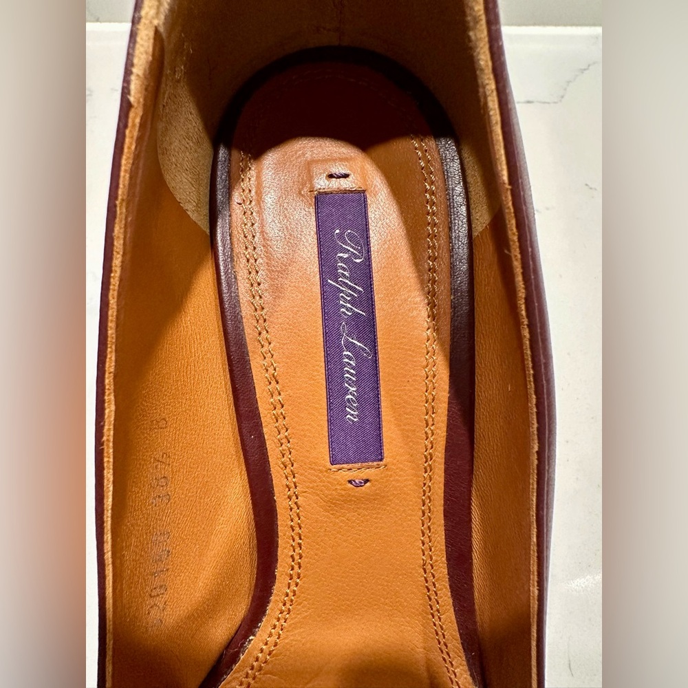 Ralph Lauren Purple Label Burgundy Leather Heels - size 8.5 / 38.5B - Picture 6 of 8